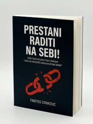 Promotivni vizual knjige Prestani raditi na sebi!