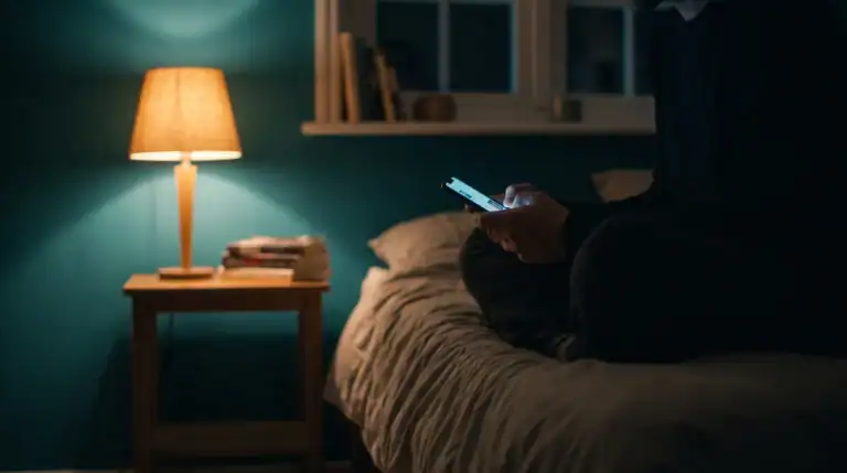 Osoba navečer na telefonu traži knjige o napadima panike
